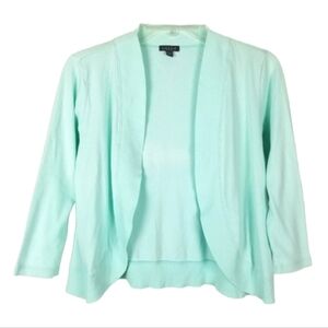 Lilla P Womens Open Front Cardigan Sweater Size Small Lightweight Cotton Green